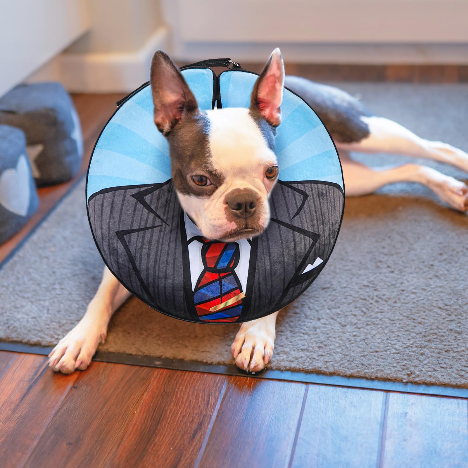 BEAUTYZOO collar dona inflable, diseño reflectante para salidas nocturnas seguras.