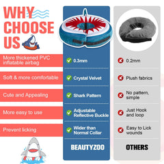 BEAUTYZOO collar inflable ajustable con banda reflectante para seguridad nocturna.