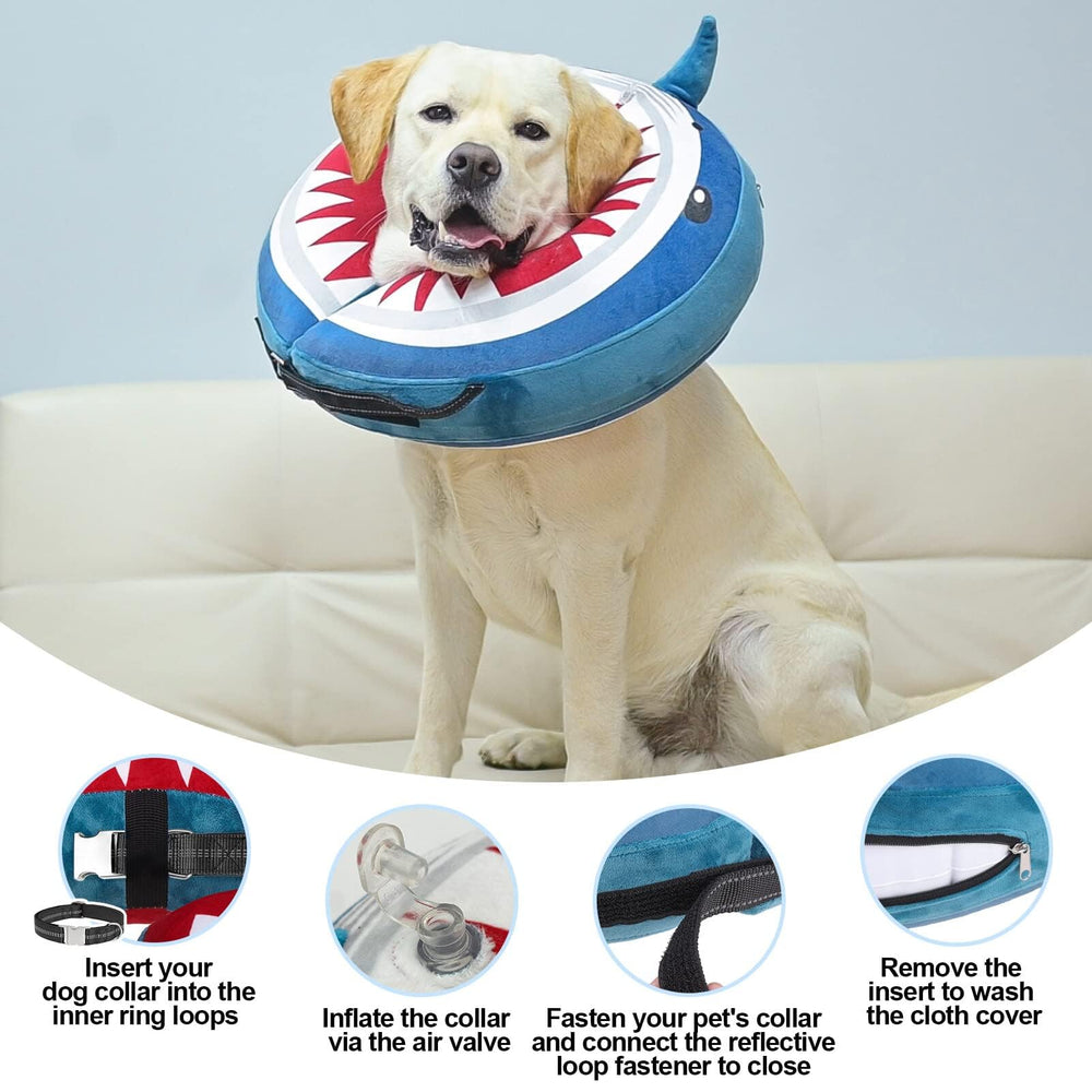 BEAUTYZOO collar inflable para perros y gatos, fácil de inflar y desinflar.