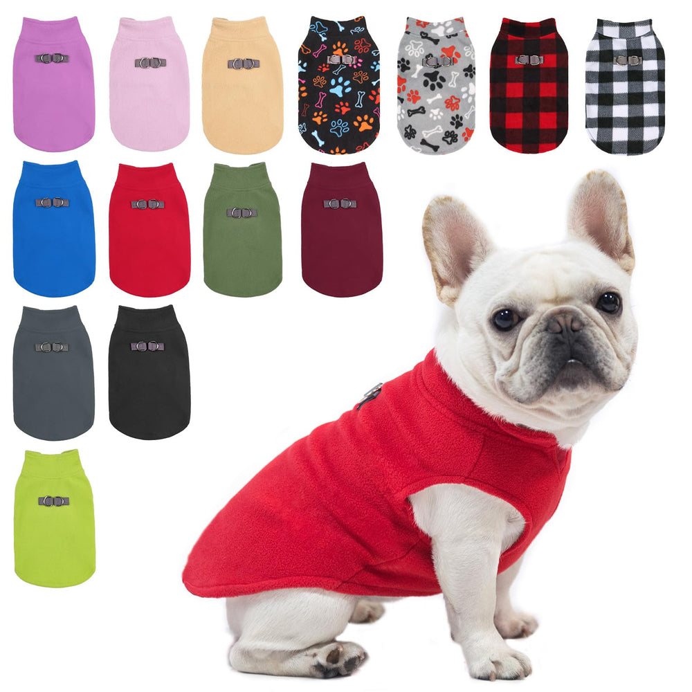 Veste polaire BEAUTYZOO pour petit chien avec anneaux en D pour promenades.