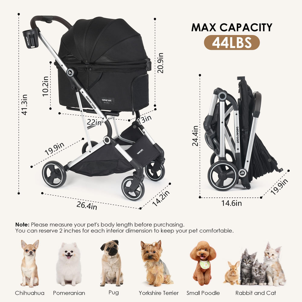Beberoad Pets T4: porta bebidas y bolsillo trasero para accesorios durante el paseo.