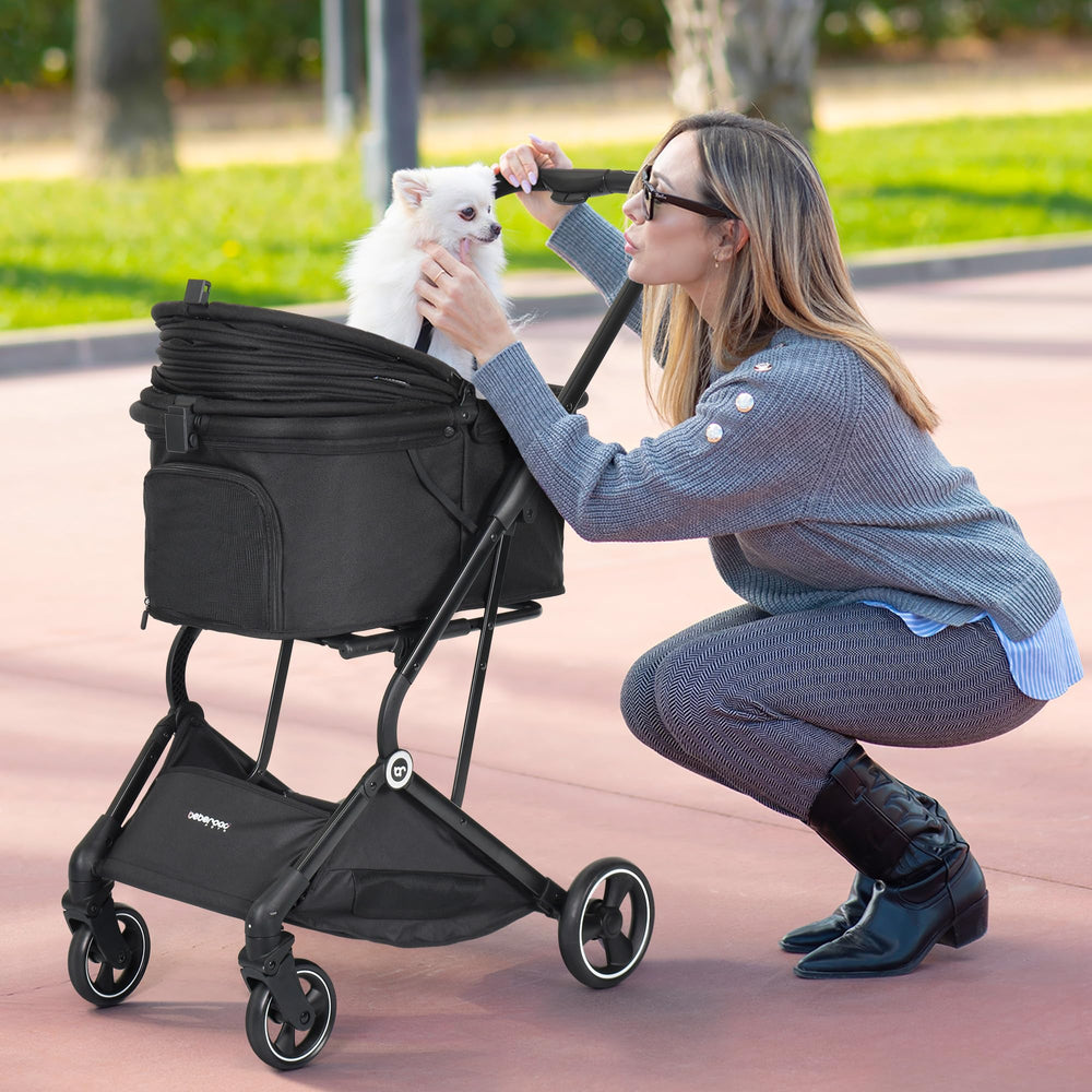 Beberoad Pets T4: ruedas 360 grados con amortiguación para viaje suave.