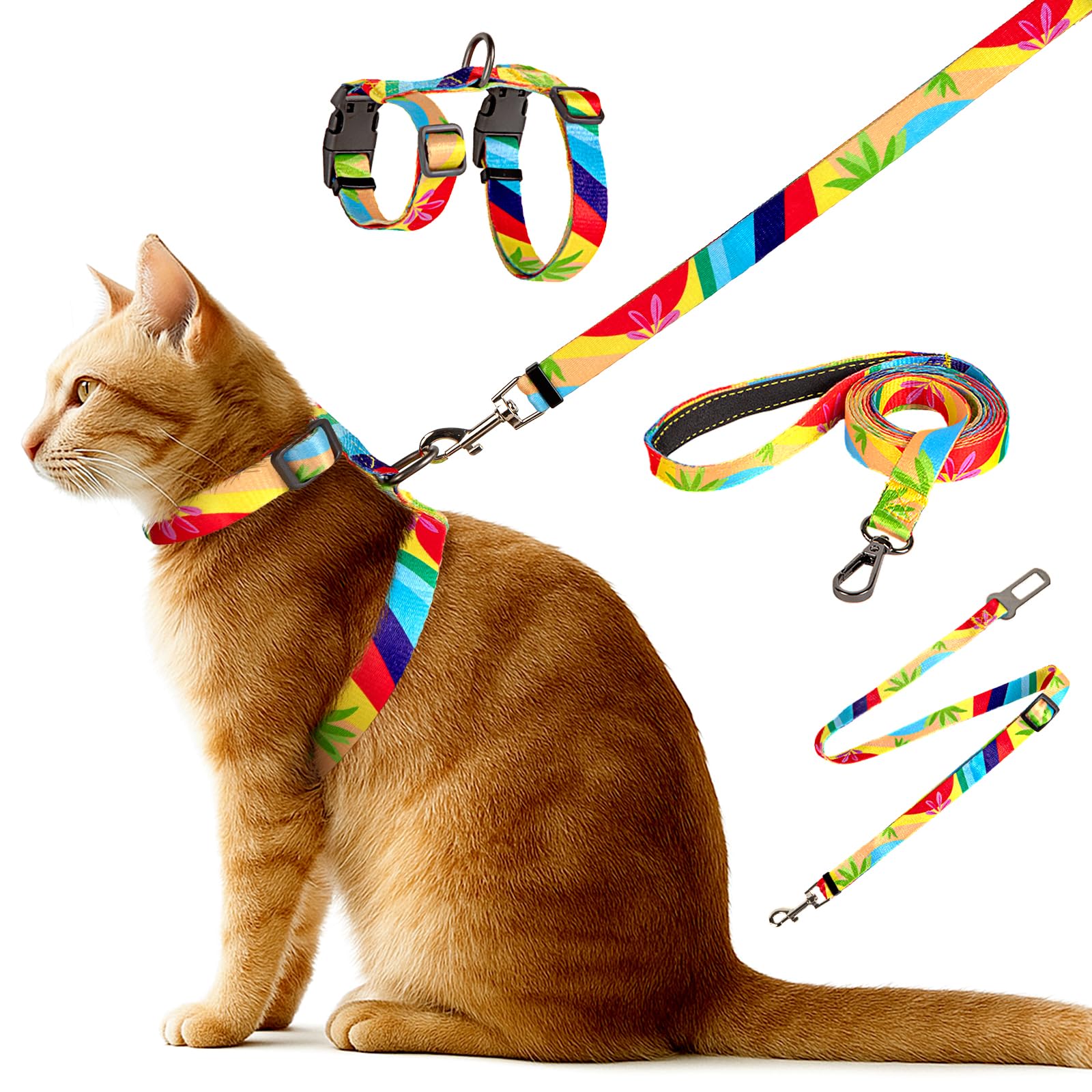 Arnés BECHTEL para gato con anti-escape y tacto suave para paseos seguros.
