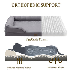 Bedfolks almohadilla para perros con borde 4 lados para apoyo de cabeza.