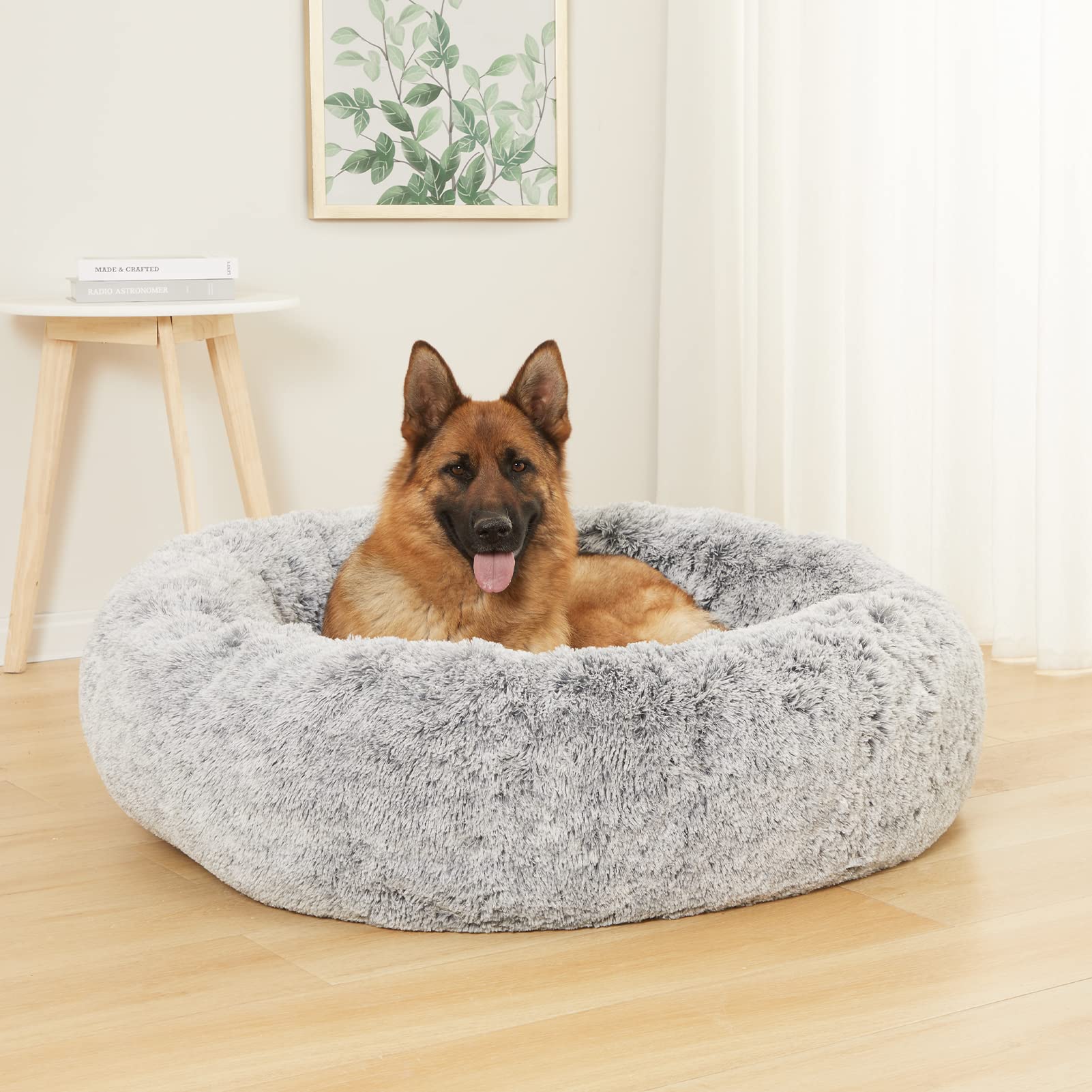 Bedfolks Cama Donut Plush gris oscuro para perros