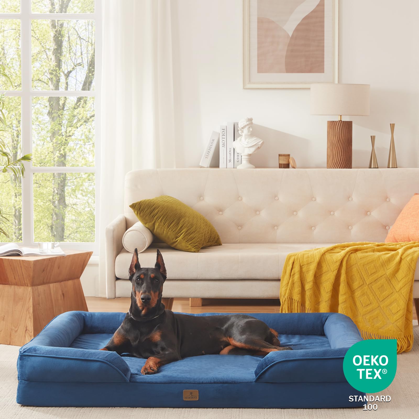 Bedfolks cama perro color navy con diseño elegante y cómodo.