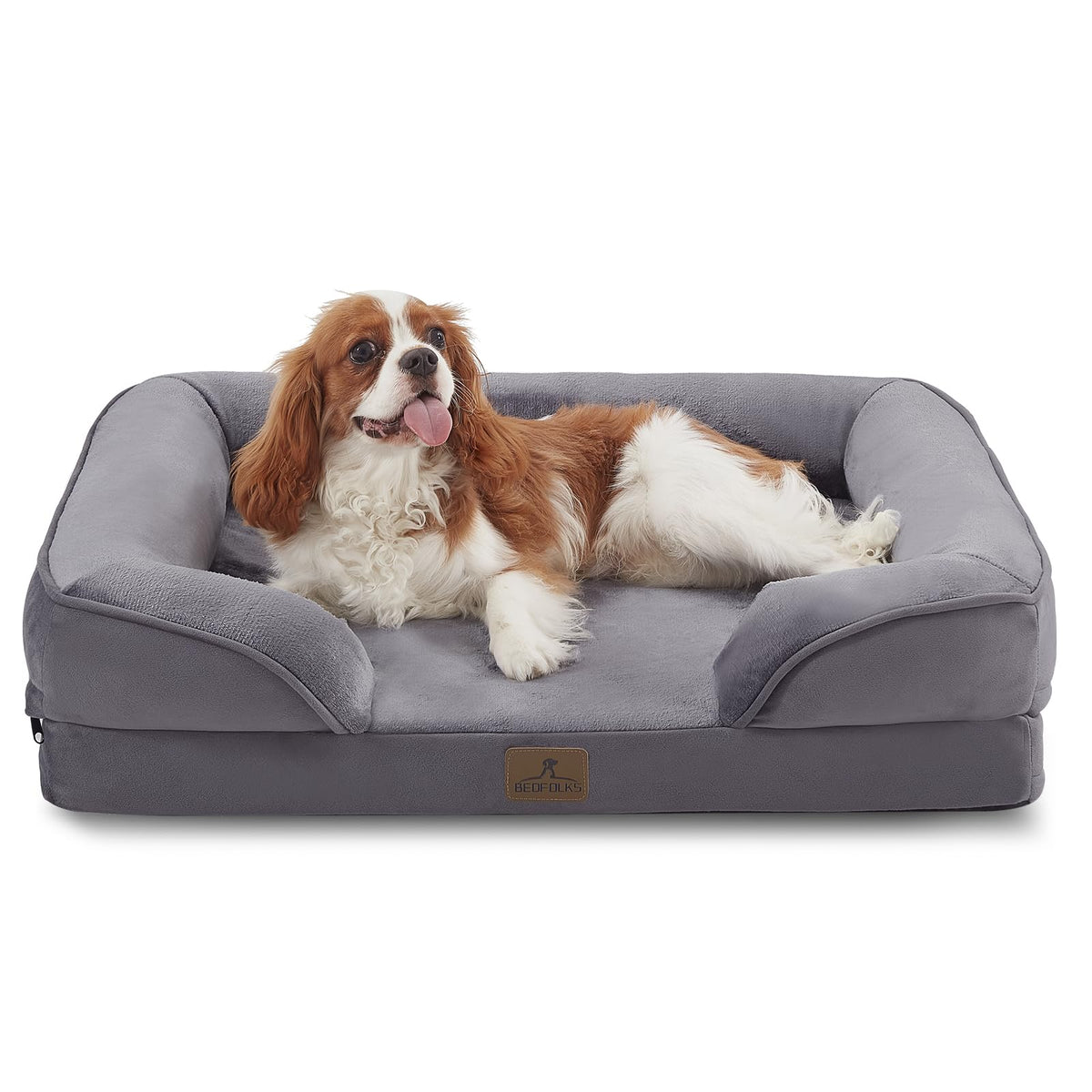 Bedfolks cama ortopédica para perros con espuma huevo para mayor confort y soporte.