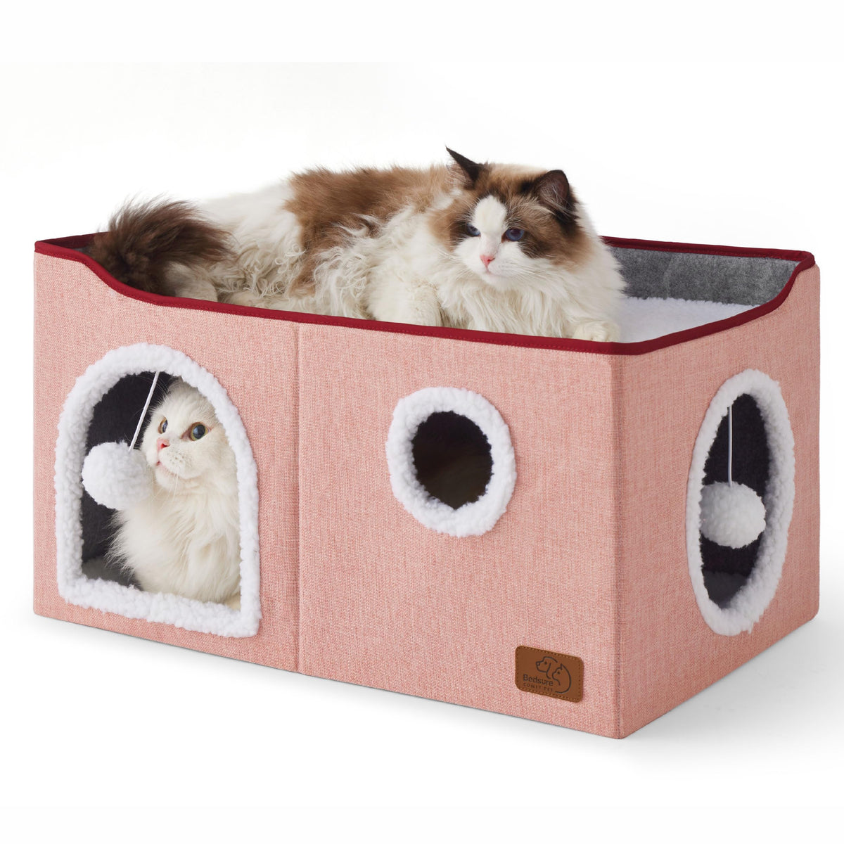Bedsure cama cubo amplia rosa, refugio cómodo para gatos en casa