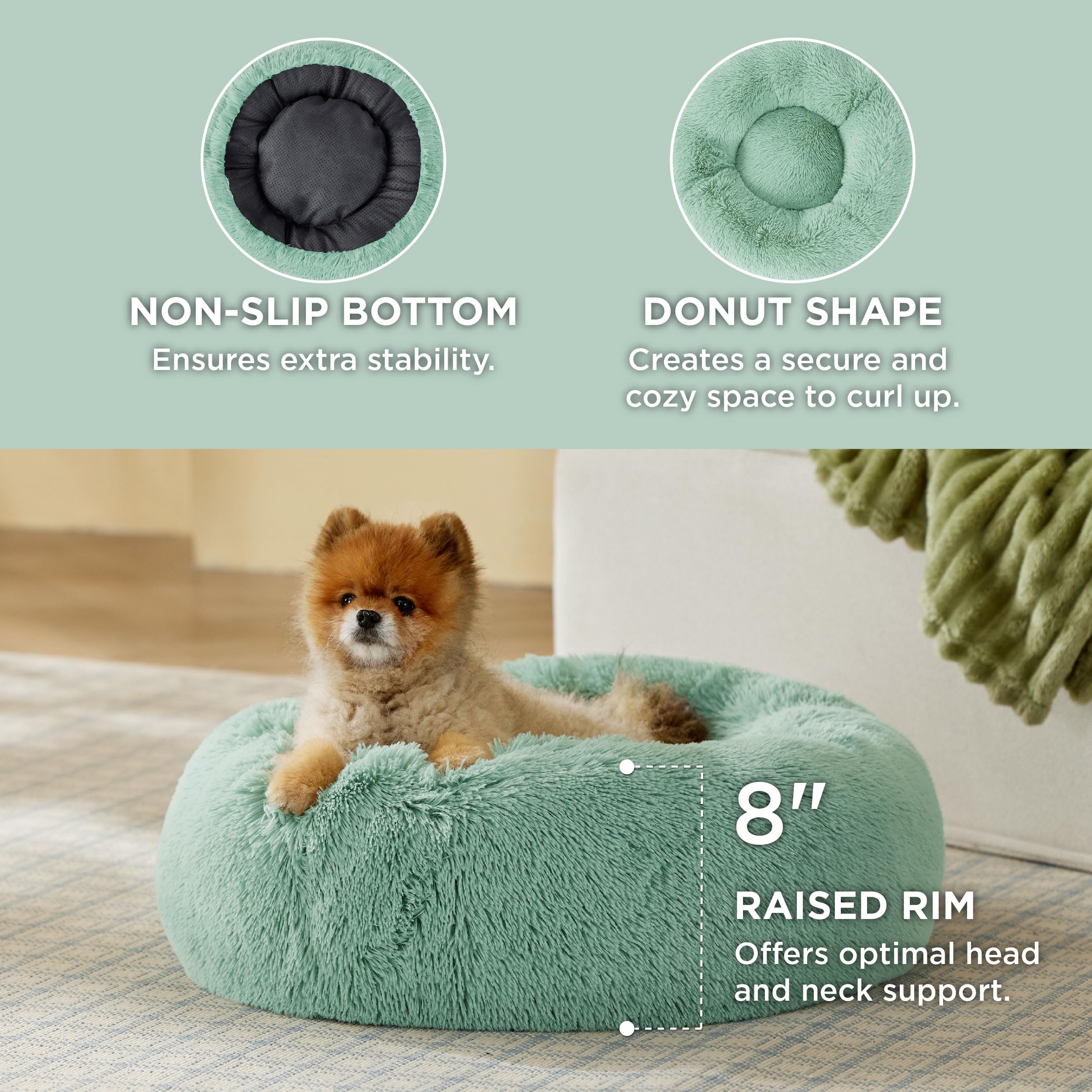 Bedsure cama donut con pelo sintético suave para sueño relajante
