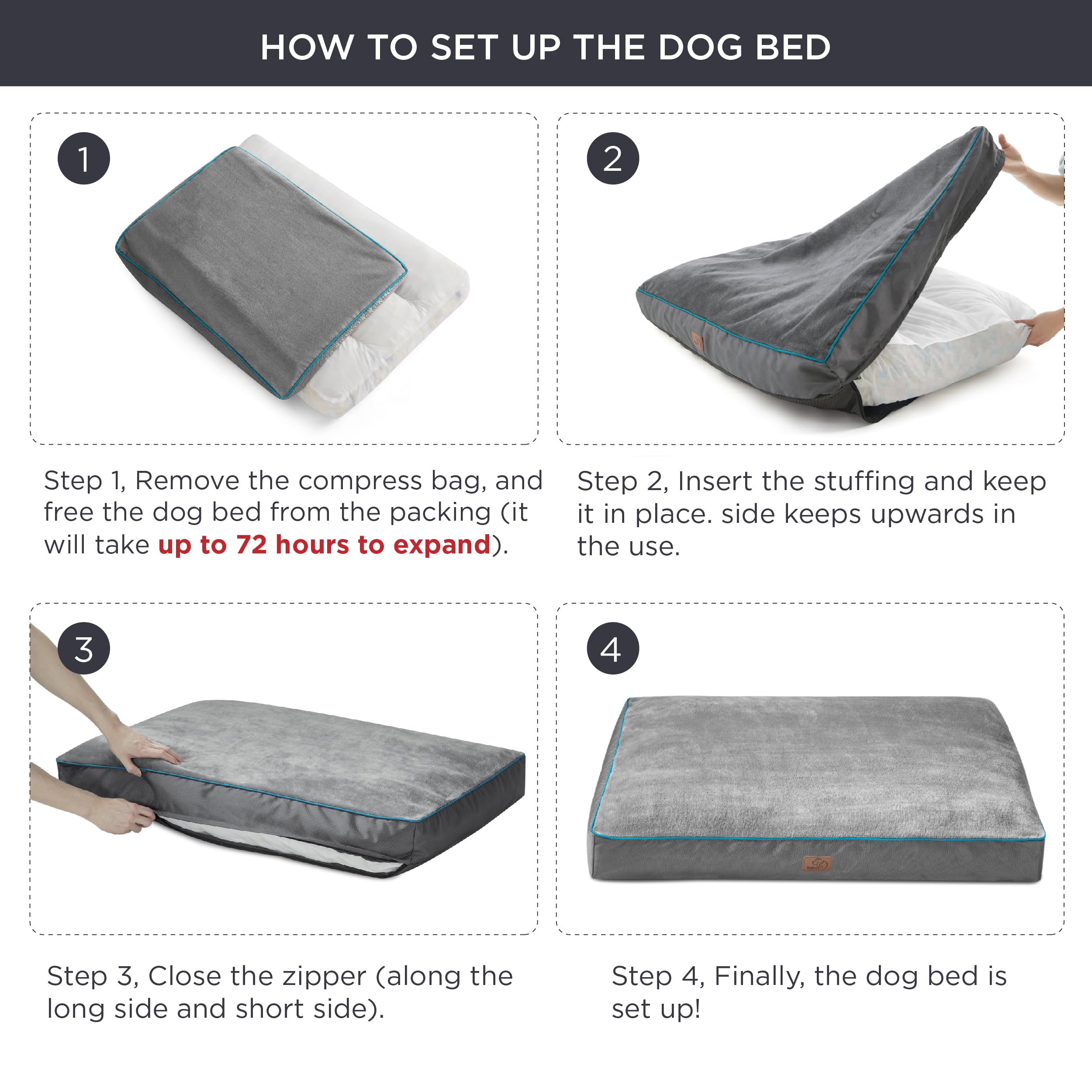 Bedsure cama para perros gris útil tanto en interior como exterior.
