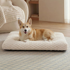 Bedsure cama para perro jaula grande crema: suave felpa para dormir profundo