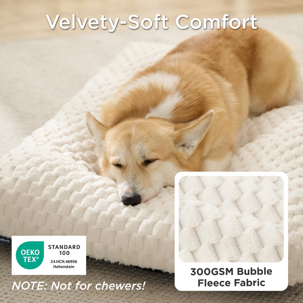 Bedsure cama para perro jaula grande crema: relleno cómodo que amortigua