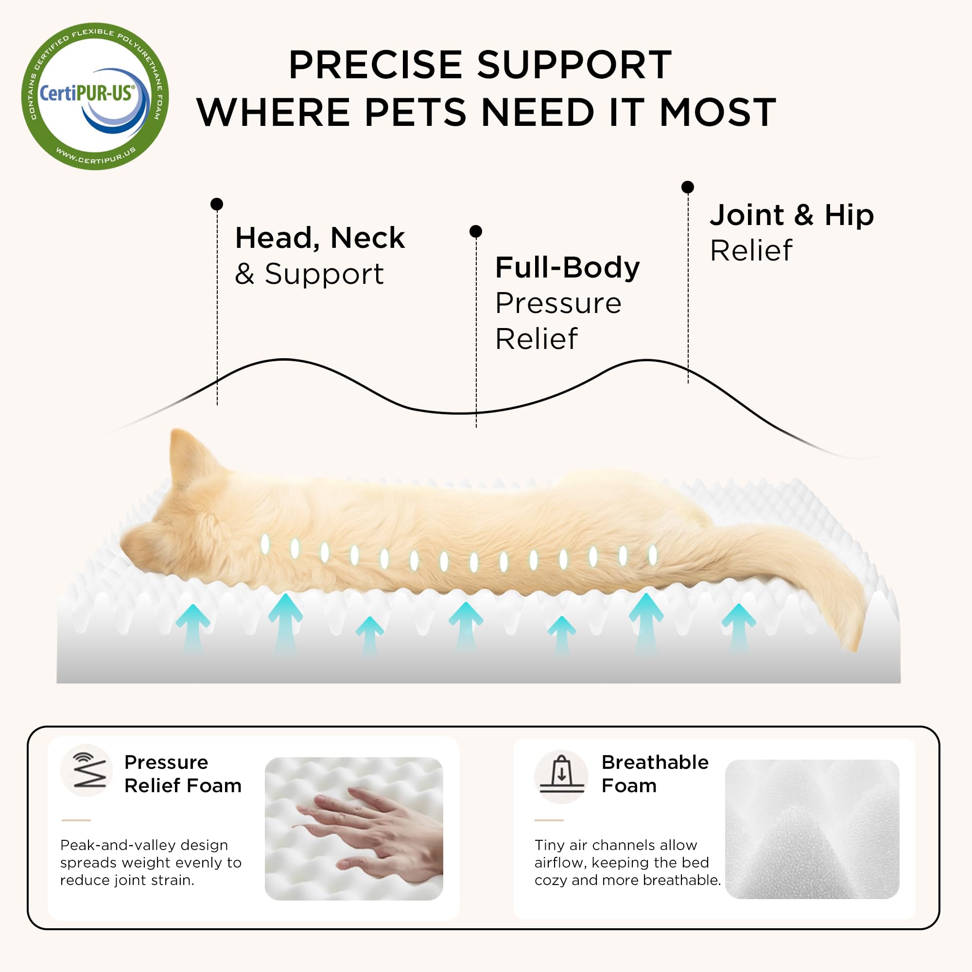 Bedsure cama para perro mediana, primer plano de espuma ortopédica de celdas huevo