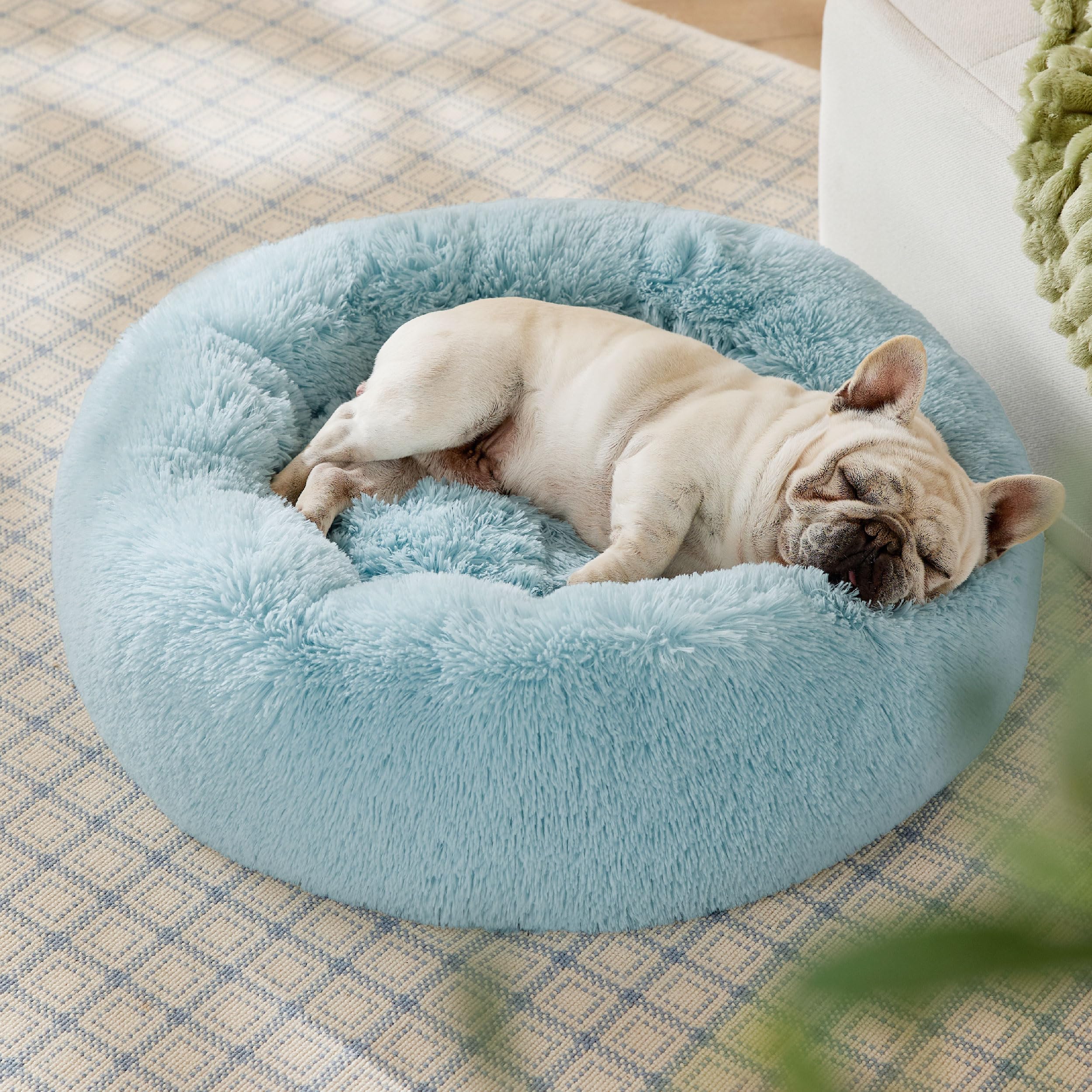 Bedsure cama redonda para perros, diseño envolvente para un sueño profundo