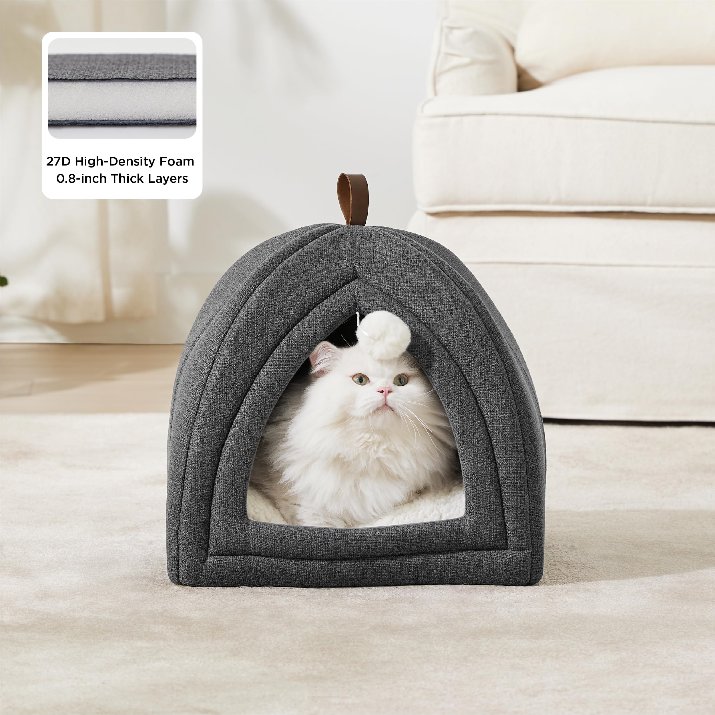 Bedsure cojín acolchado lavable, cama interior cómoda para gatos.
