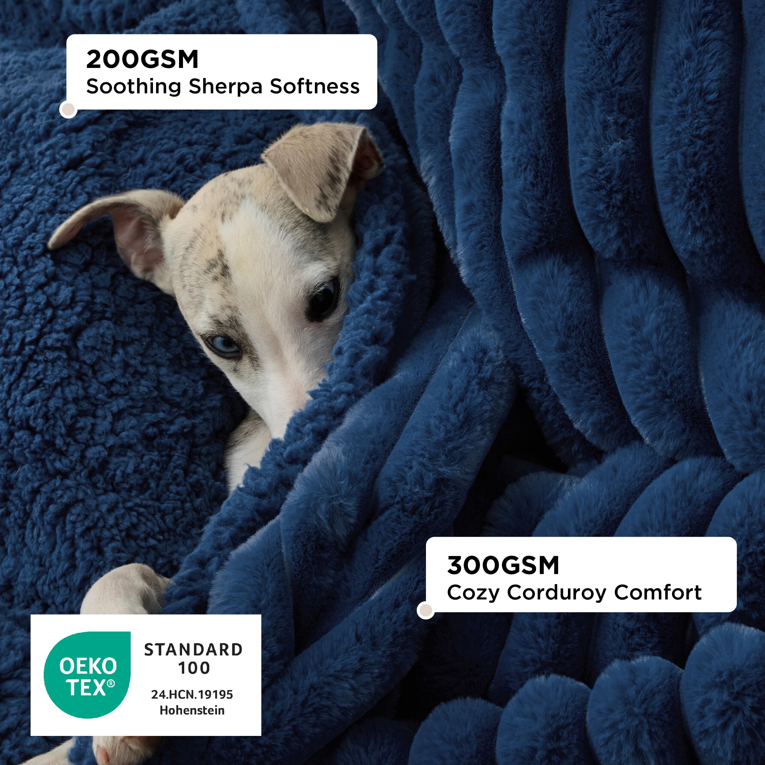 Bedsure ComfyFleece: manta doble cara para perros grandes, dos texturas
