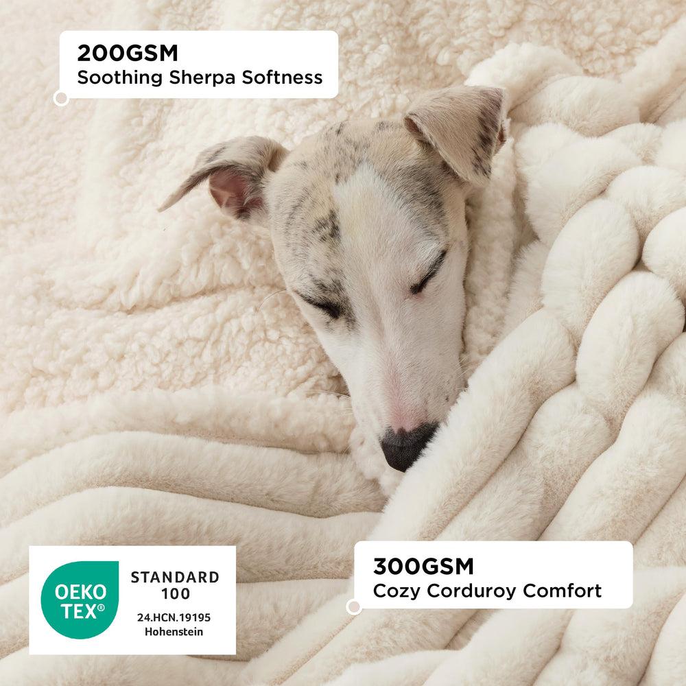 Bedsure ComfyFleece manta doble cara tela de pana y sherpa para uso reverso