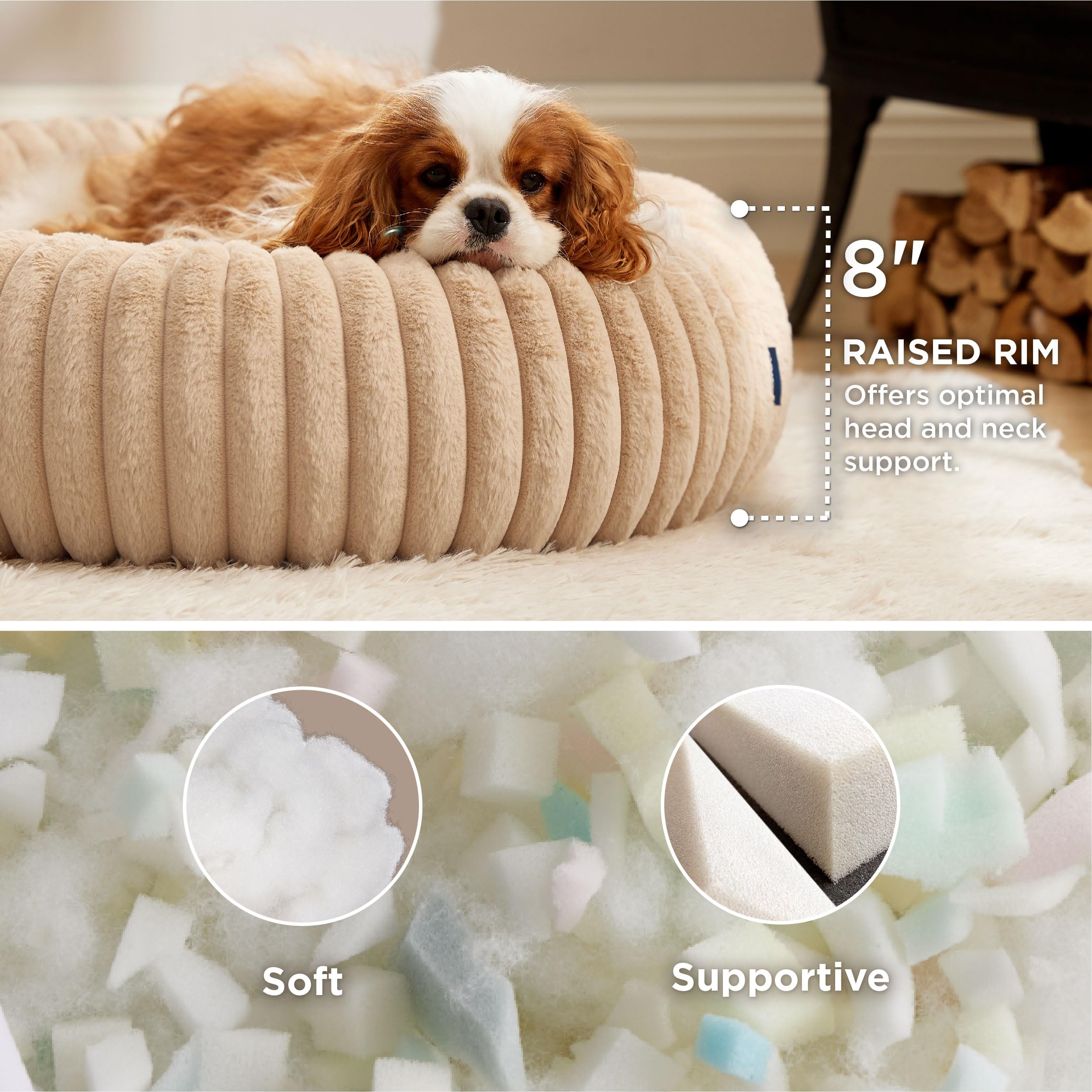 Bedsure Cama para Perro: funda removible y lavable de felpa suave con corduroy.