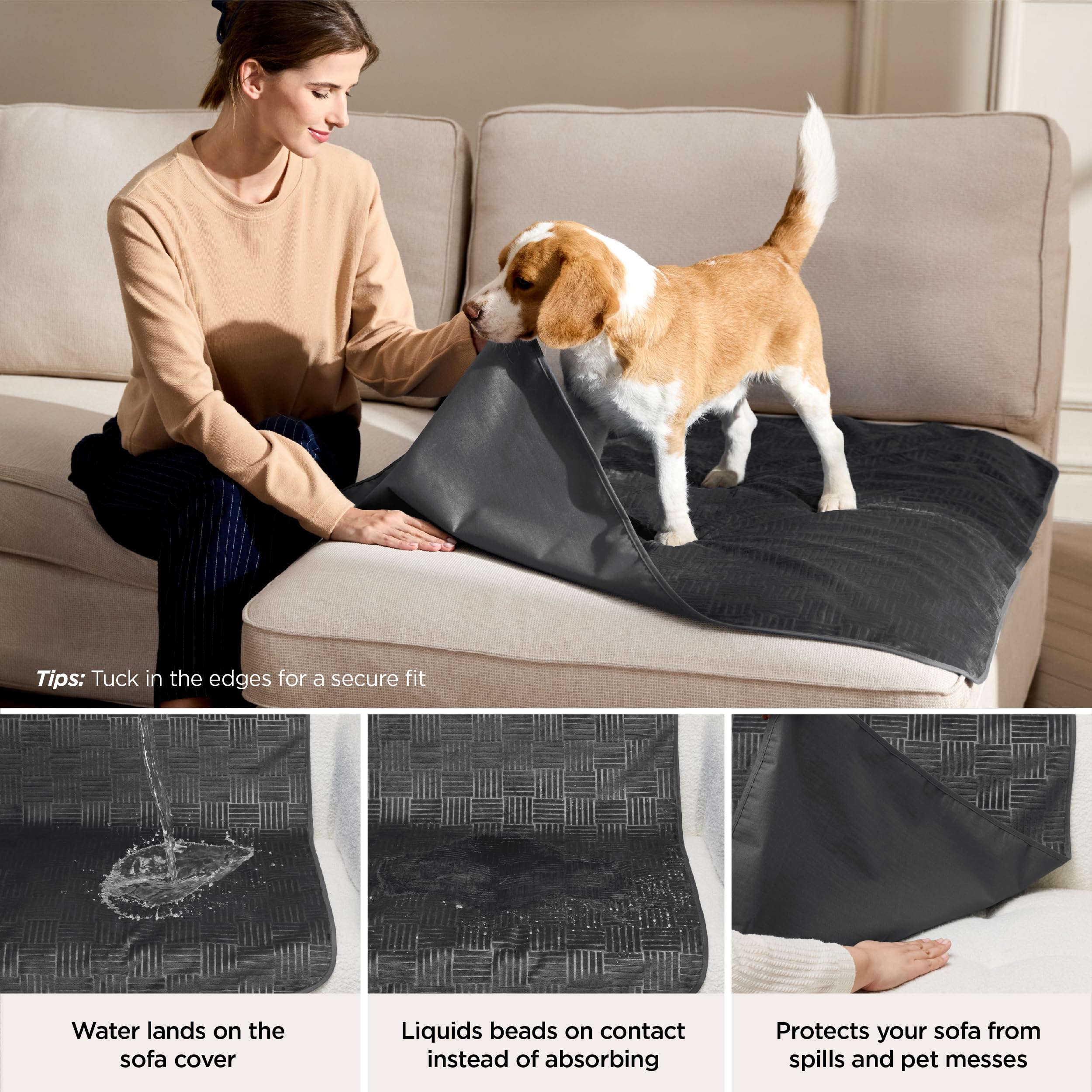 Bedsure funda impermeable para sillón; protege ante accidentes de mascotas.