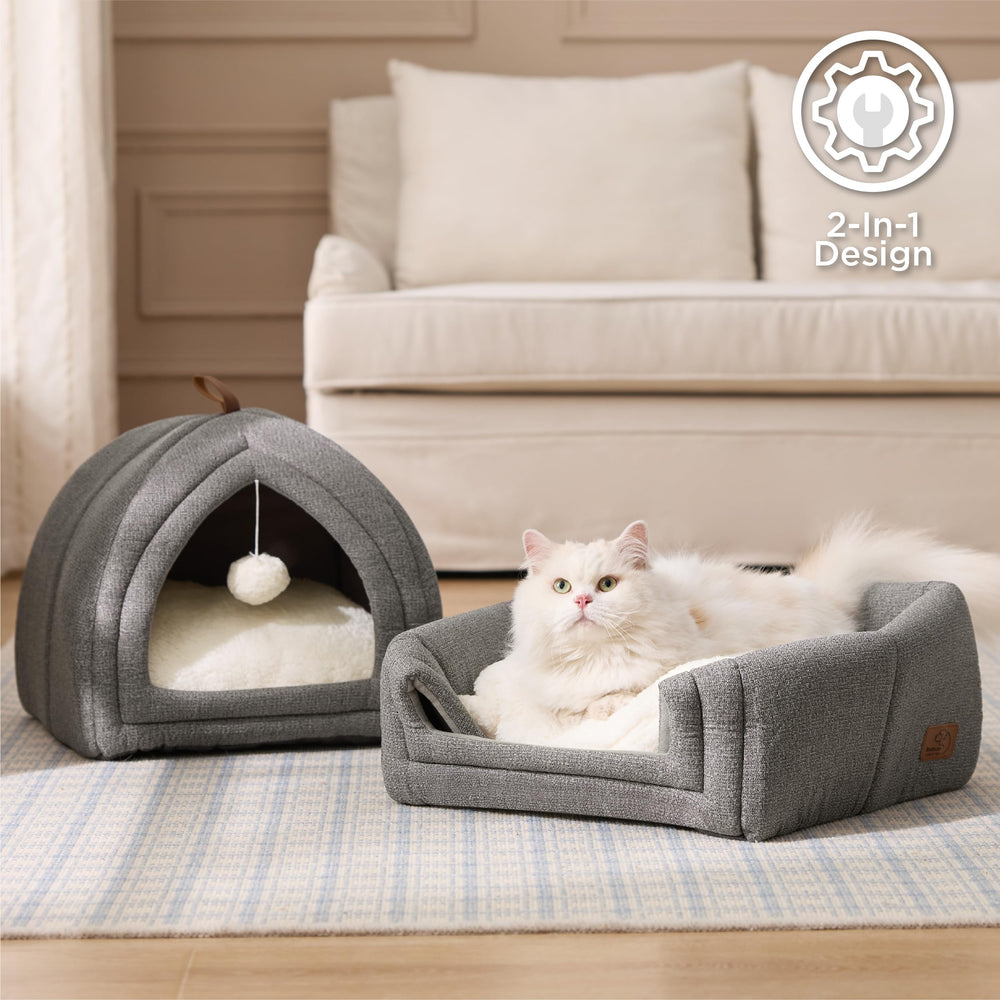 Bedsure cueva 2 en 1, forma de cama acolchada para siestas.