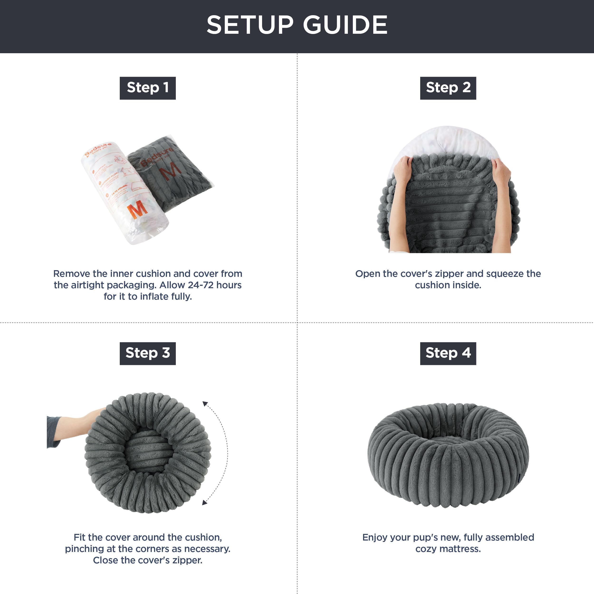 Bedsure ComfyFleece: interior de espuma picada y poliéster para comodidad duradera.