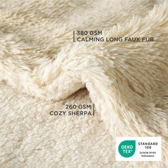 Bedsure manta doble reversible con pelo sintético crema para descanso suave.