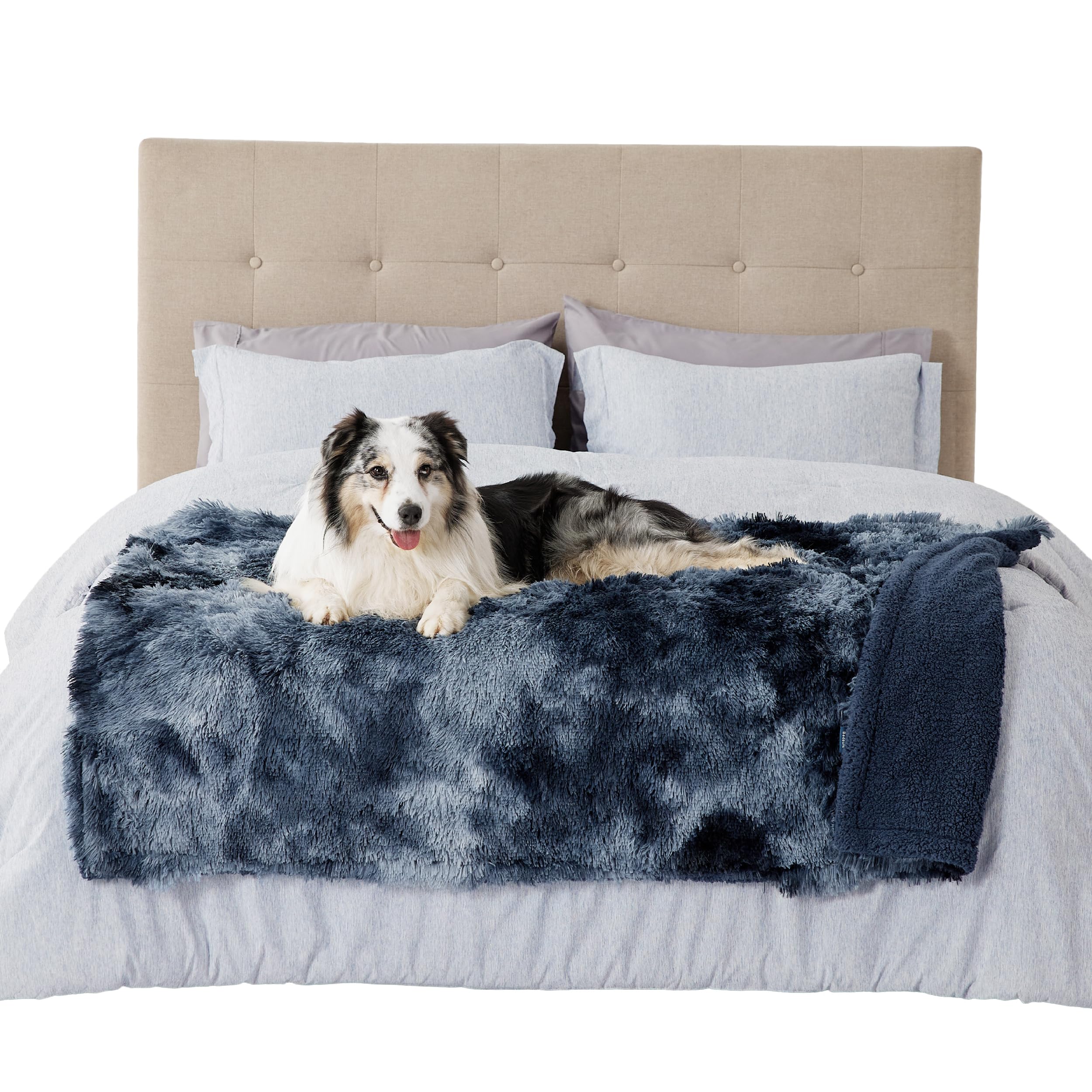 Bedsure manta para perro grande impermeable en azul, protege muebles.