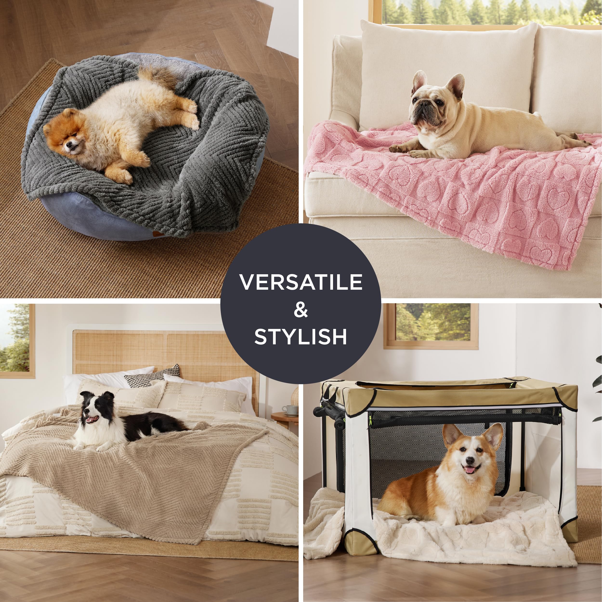 Bedsure manta para perro grande rosa, ideal para lavado a máquina en frío.