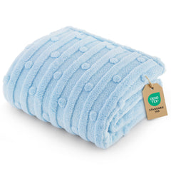 Bedsure manta para perro pequeño azul con textura felpa coralina suave para descanso.