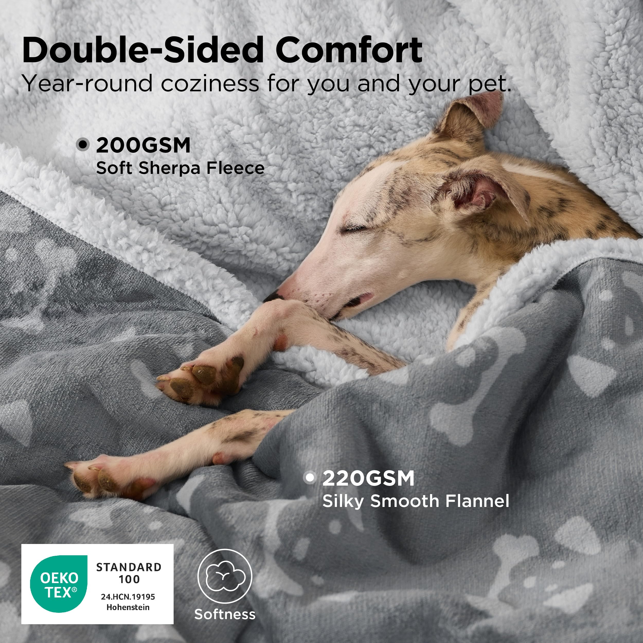 Bedsure manta sherpa reversible ofrece calor suave para mascotas en casa.