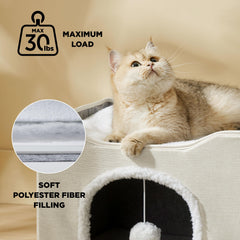 Bedsure plataforma superior amplia para gato, ideal para descansar y mirar.