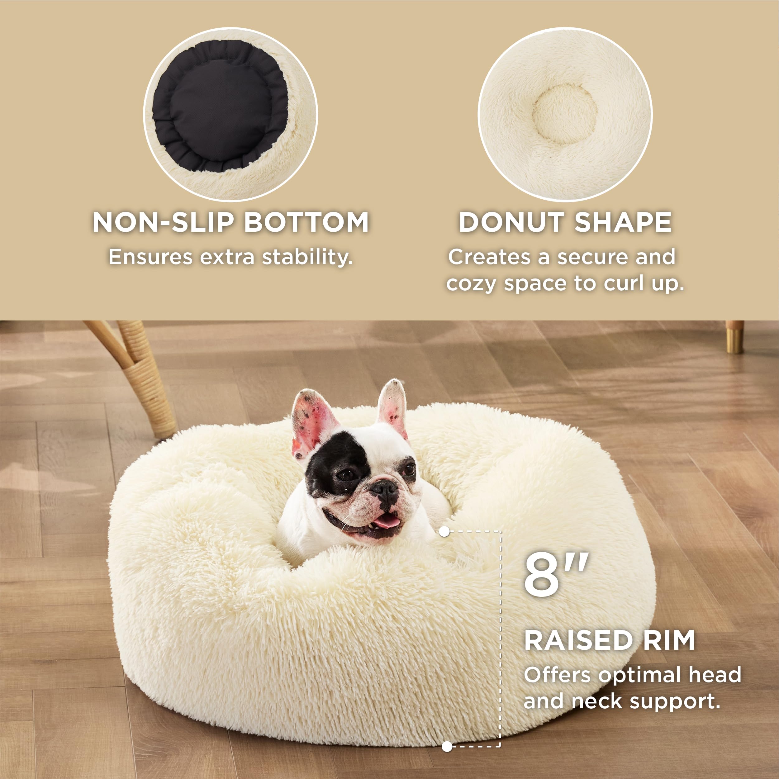 Bedsure revestimiento de felpa suave que abraza al perro al dormir.