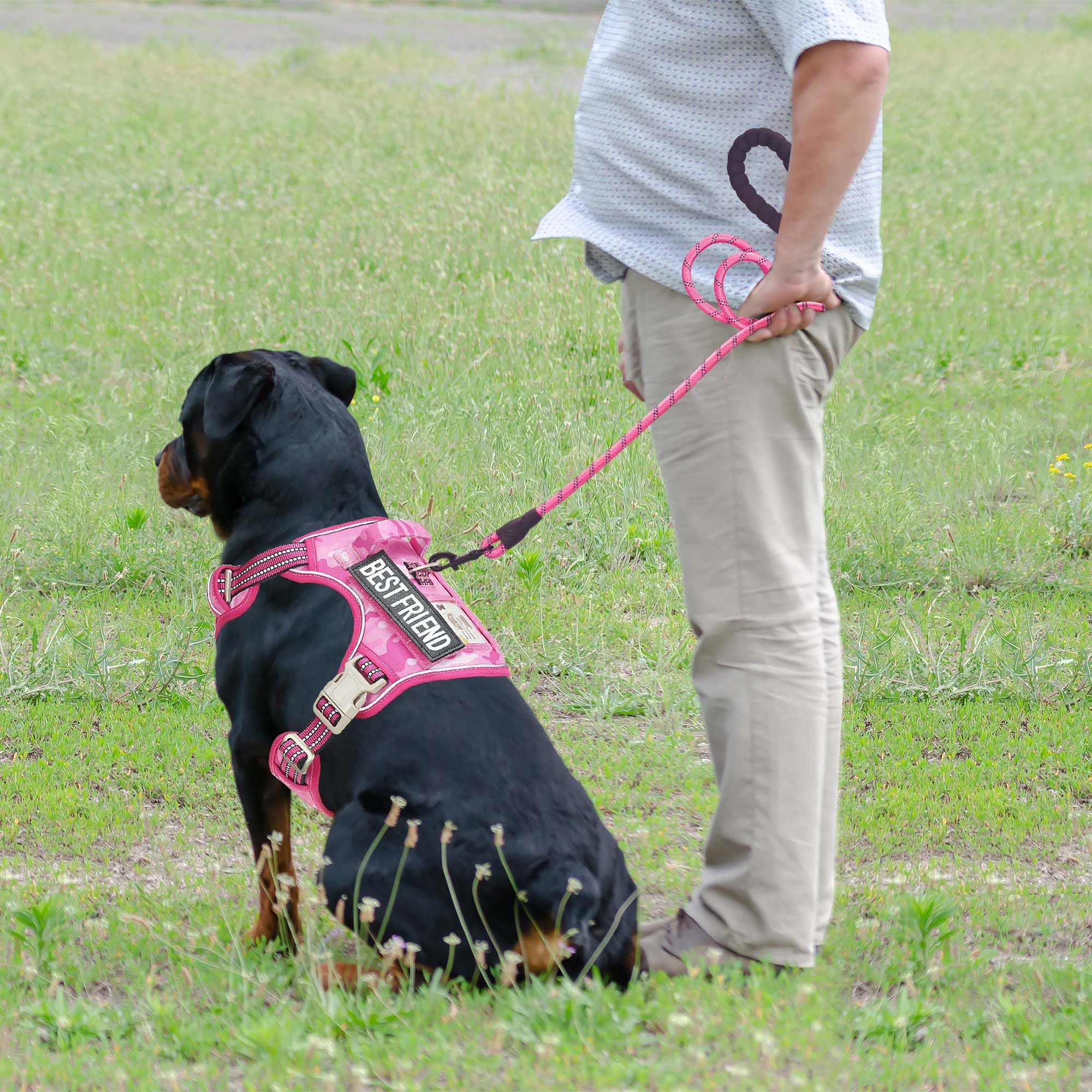 Beebiepet arnés táctico para perro grande, rosa camuflaje, ajuste rápido y cómodo