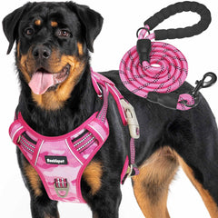 Beebiepet arnés táctico para perro grande, rosa camuflaje, vista frontal, cómodo y seguro para paseos