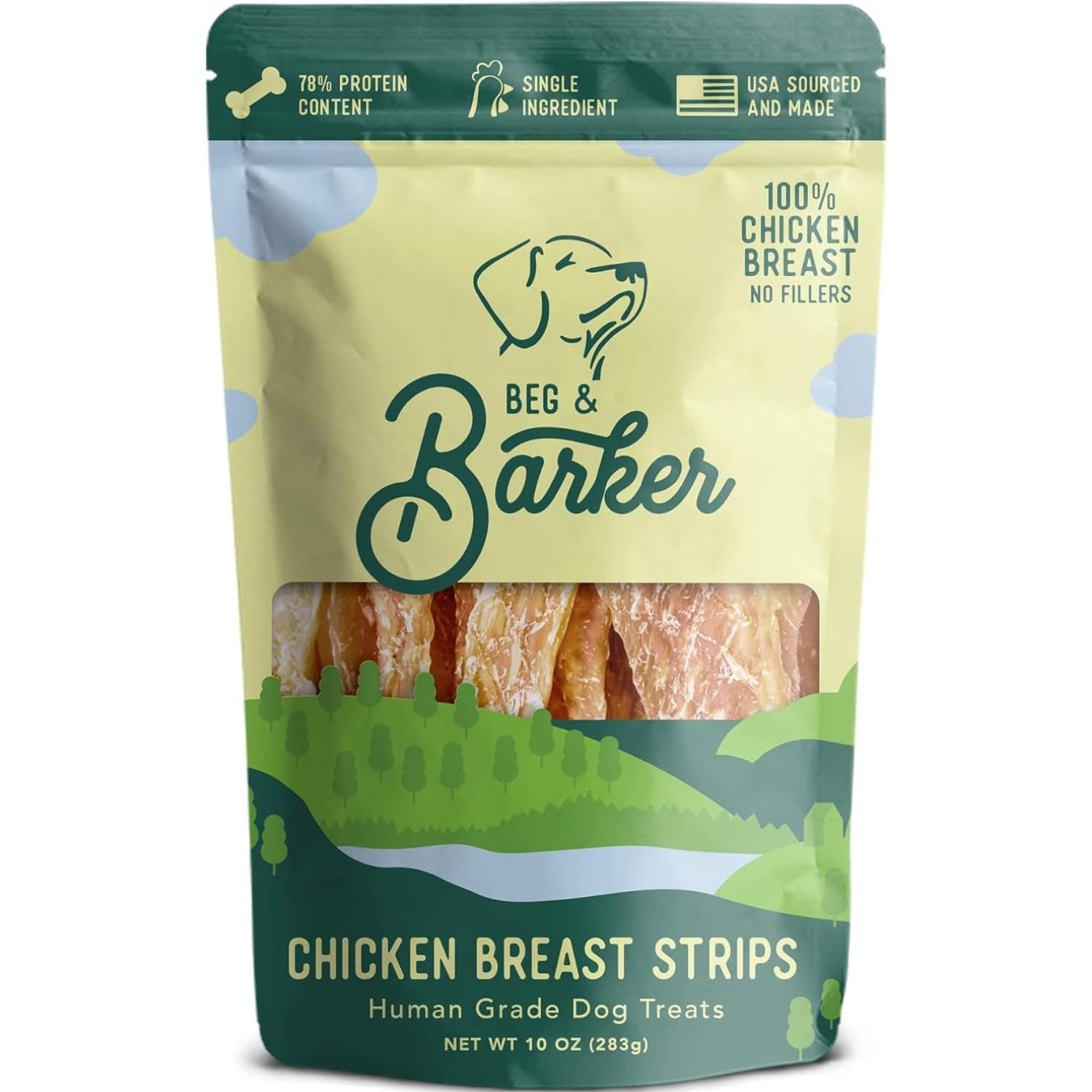 Beg & Barker pollo jerky para perros, paquete de 10 onzas, premio sabroso para entrenamiento.