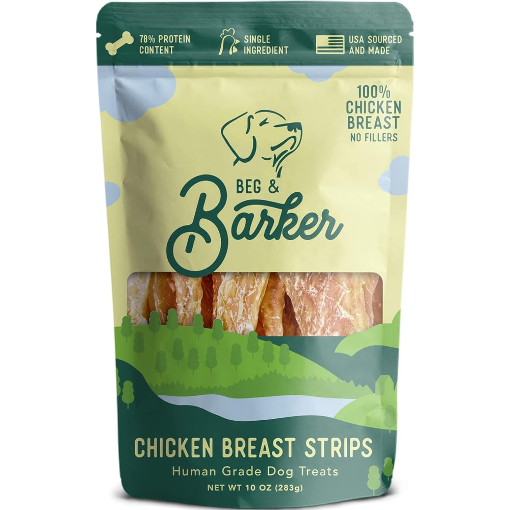 Beg & Barker pollo jerky para perros, paquete de 10 onzas, premio sabroso para entrenamiento.