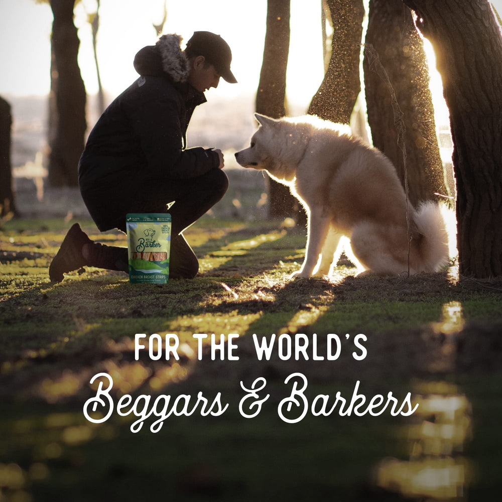 Tiras de pollo secas Beg & Barker de grado humano para perros.