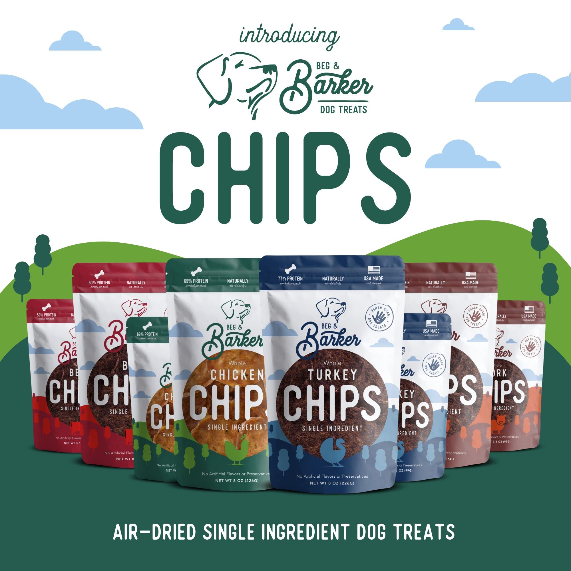 Trozos Beg & Barker aptos para perros grandes y pequeños: snack proteico y versátil.