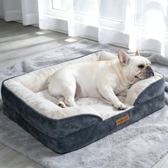 BELLA & PAL cama ortopédica para perros gris, soporte suave para articulaciones.