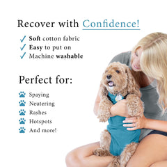 BellyGuard mono diseño fácil de poner para perros tras cirugía.