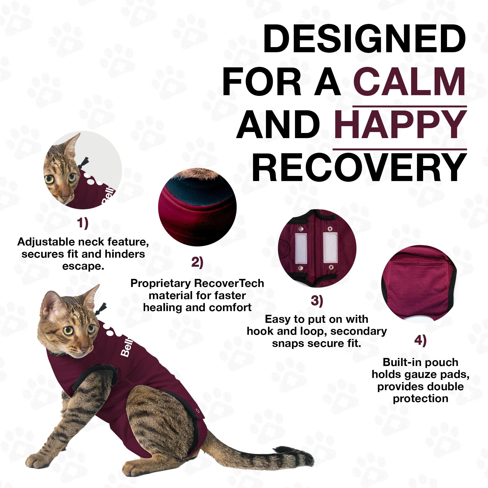BellyGuard pijama recuperación gato: calor suave para mayor bienestar