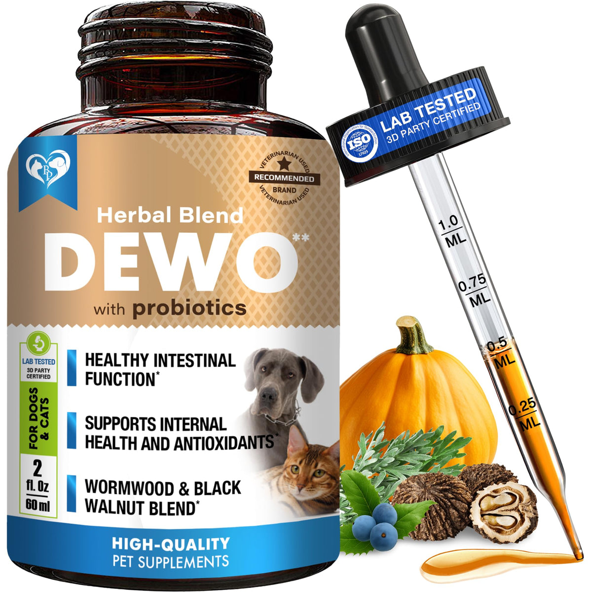 Beloved Pets defensa intestinal: botella de líquido para apoyar la salud digestiva diaria.