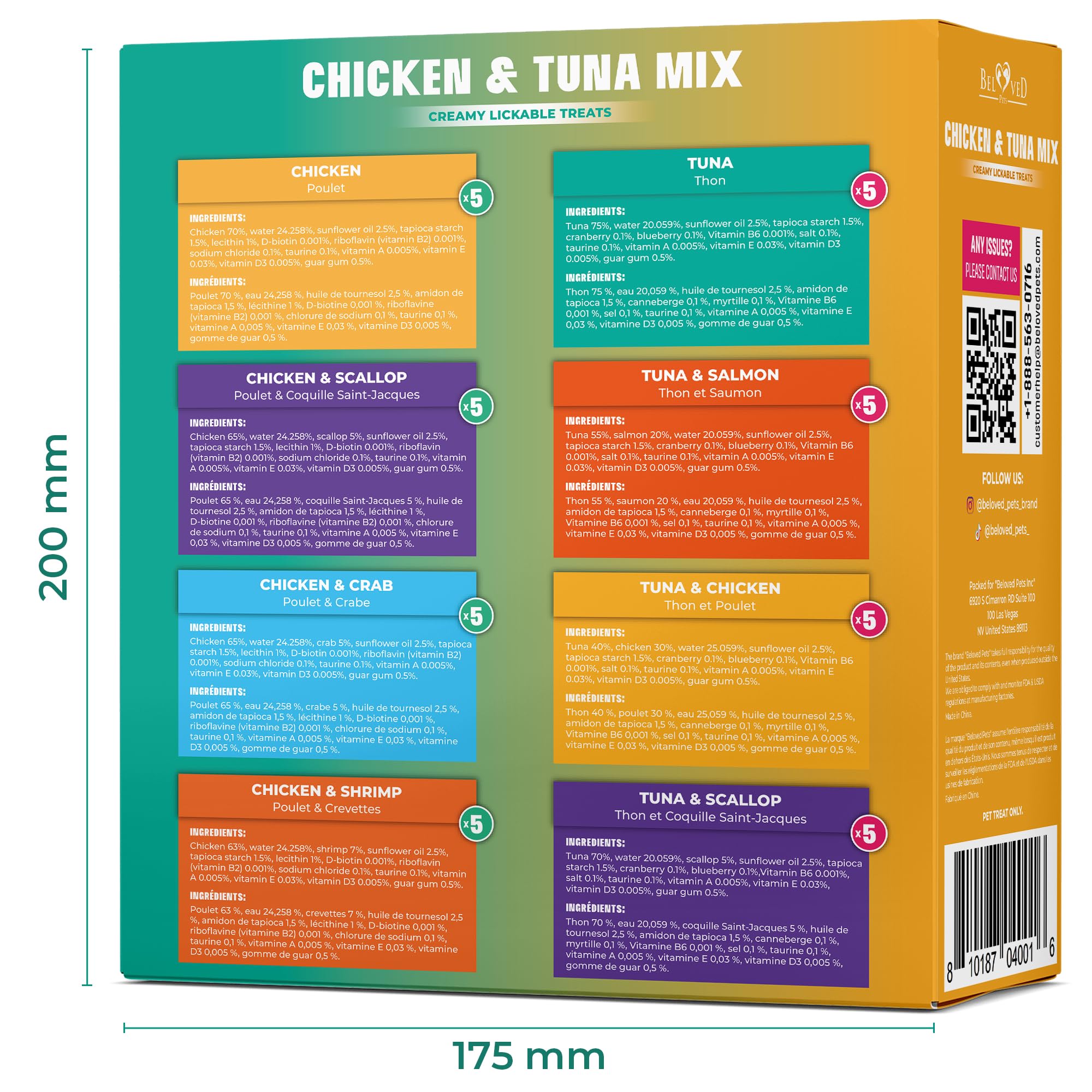 Beloved Pets, paquete de 20 tubos para alimentación regular.