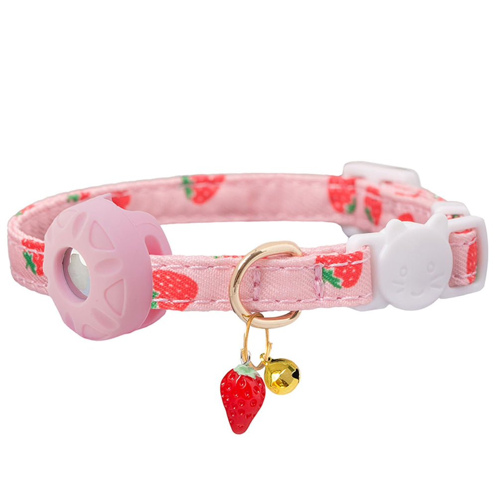 Collar Bencacawinstyle para gatos con AirTag en color rosa fresa.