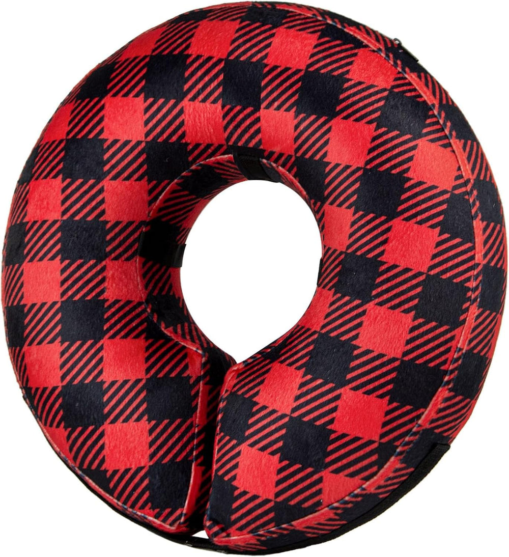BENCMATE collar inflable para perro, diseño a cuadros, cómodo y protector para recuperación.