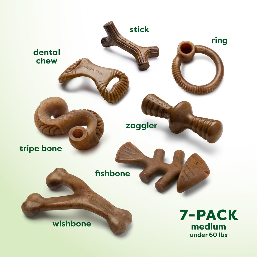 Benebone 7-paquetes mediano: agarre ergonómico para morder con control.