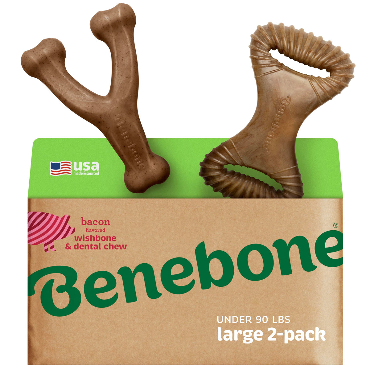 Benebone con dos formas Wishbone y Fishbone para juego prolongado y masticación.