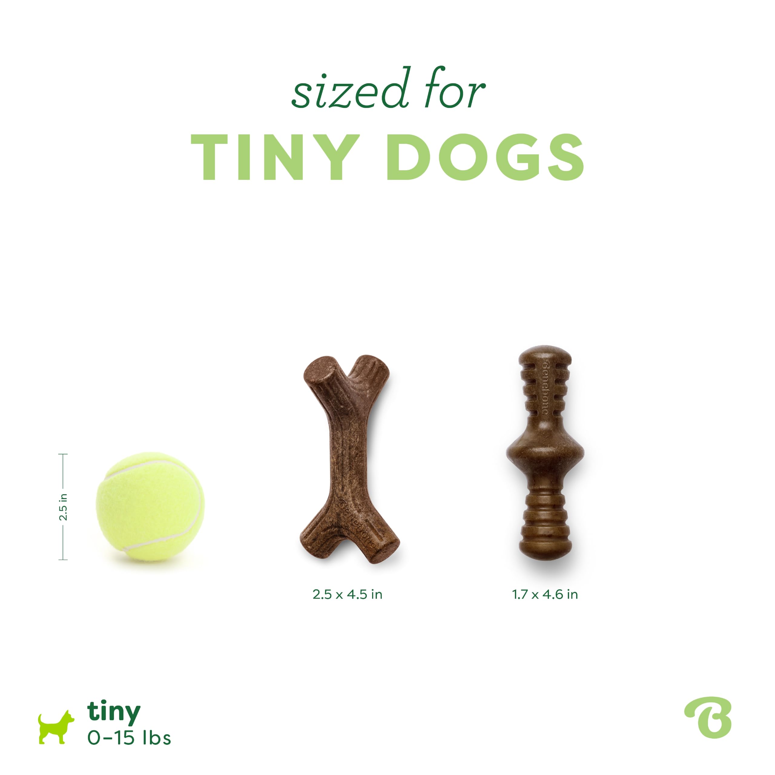 Benebone Maplestick Zaggler tamaño miniatura para perros pequeños.