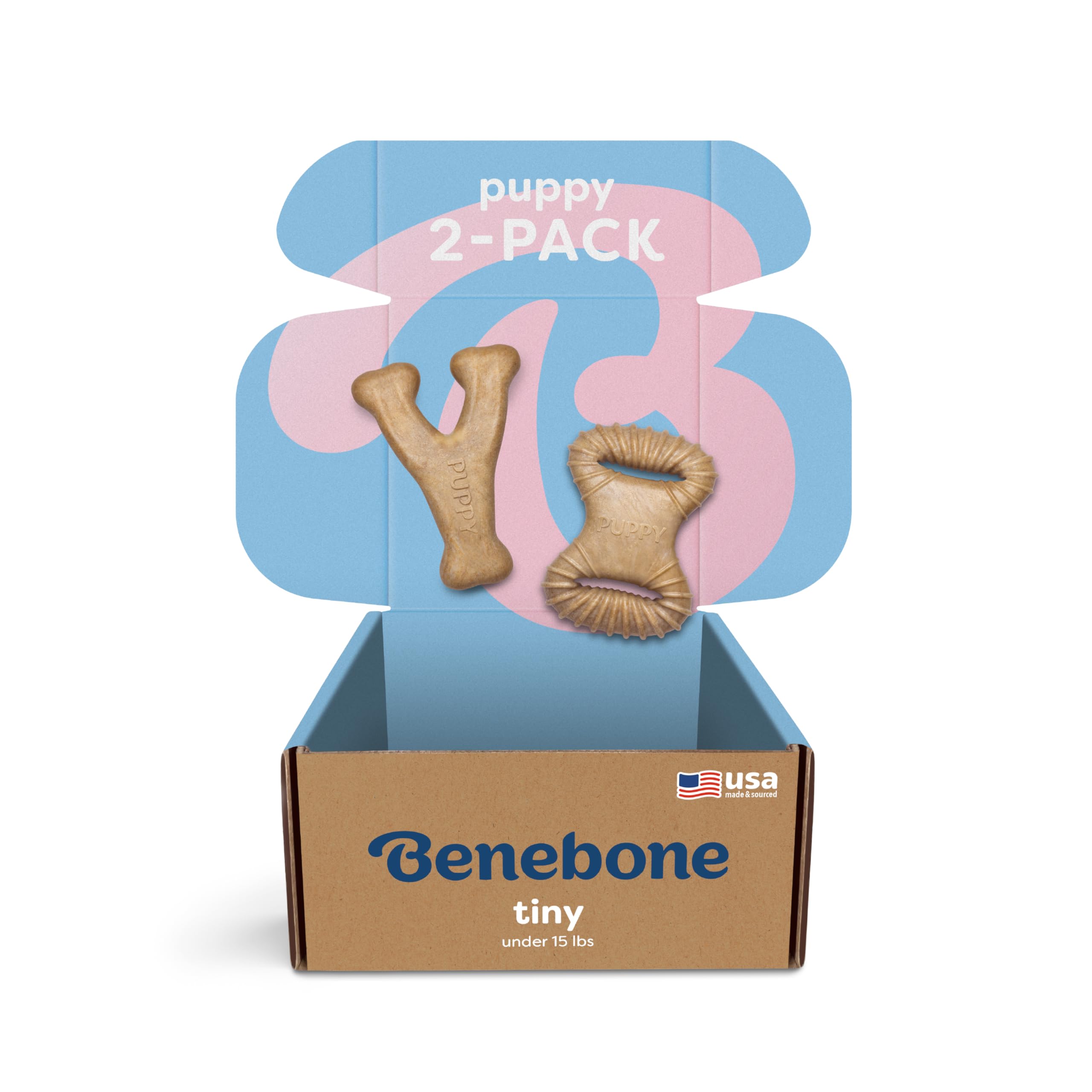 Benebone Puppy 2-Pack: mordedor de pollo real para cachorros, textura duradera