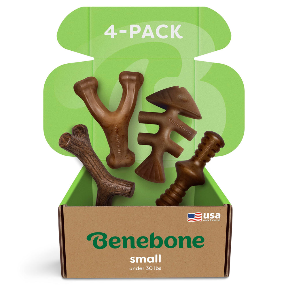 Benebone Small 4-Pack: huesos duraderos para masticadores activos.